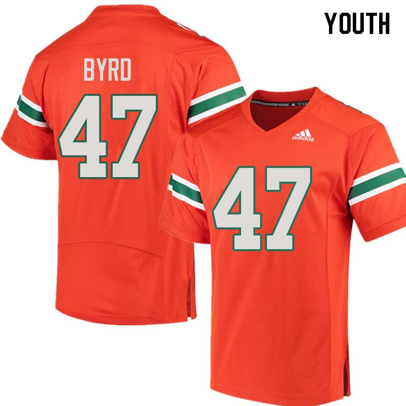 Youth Miami Hurricanes #47 LaRon Byrd College Football Jerseys Sale-Orange - Click Image to Close